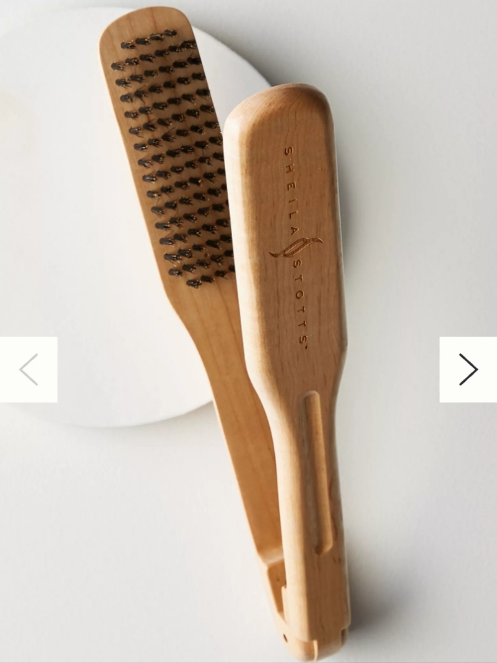 Anthropologie Sheila Stotts Wood Flat Iron Brush Free Styling Maplewood Boar